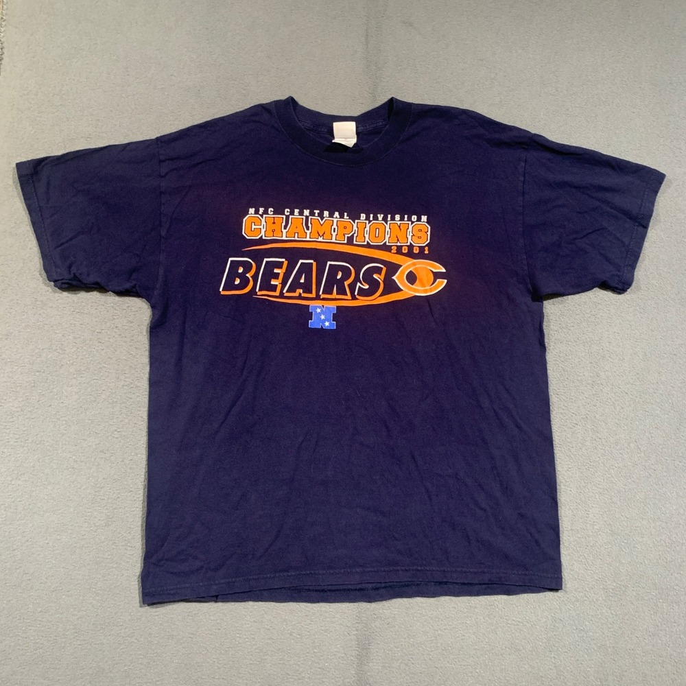 Gildan T-Shirt Mens XL Chicago Bears 2001 NFC Champions Navy Blue Vintage NFL